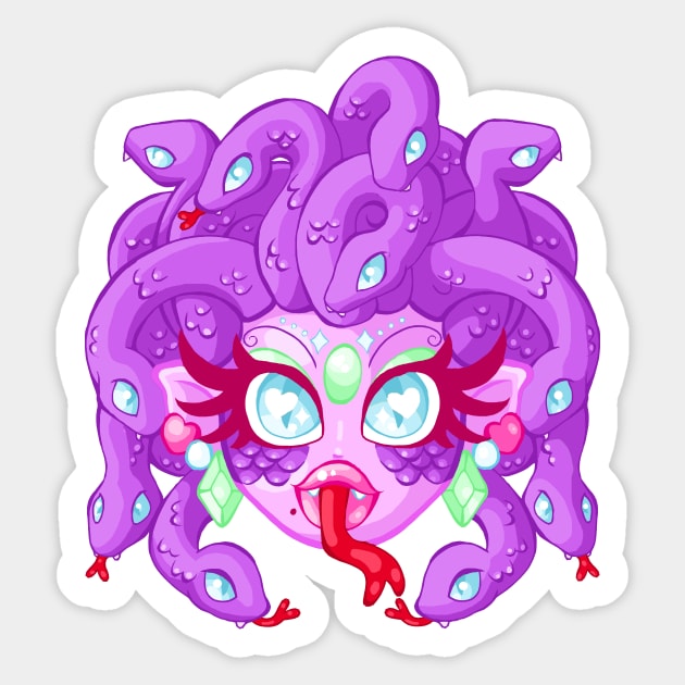 Medusa Kawaii Purple Sticker by Von Plundercat